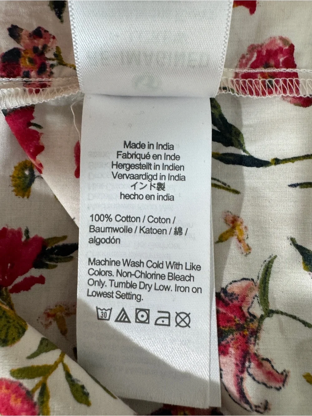 WSH64 {J. Crew} White Pink Floral Ruffle Neck Long Balloon Sleeve Tunic Blouse